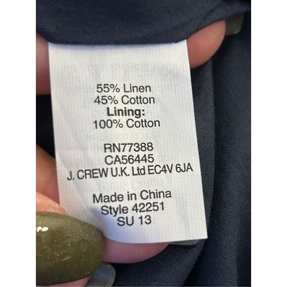 NWT J. Crew Polka dot linen blend Paperbag Waist mini skirt sz 0 Navy x white re - Picture 5 of 7